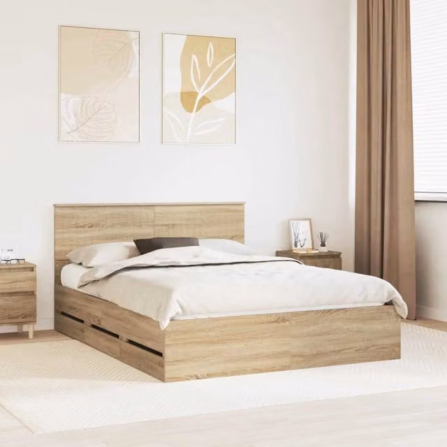 Struttura del letto con cassetto Rovere Sonoma 150 x 200 cm 3410695