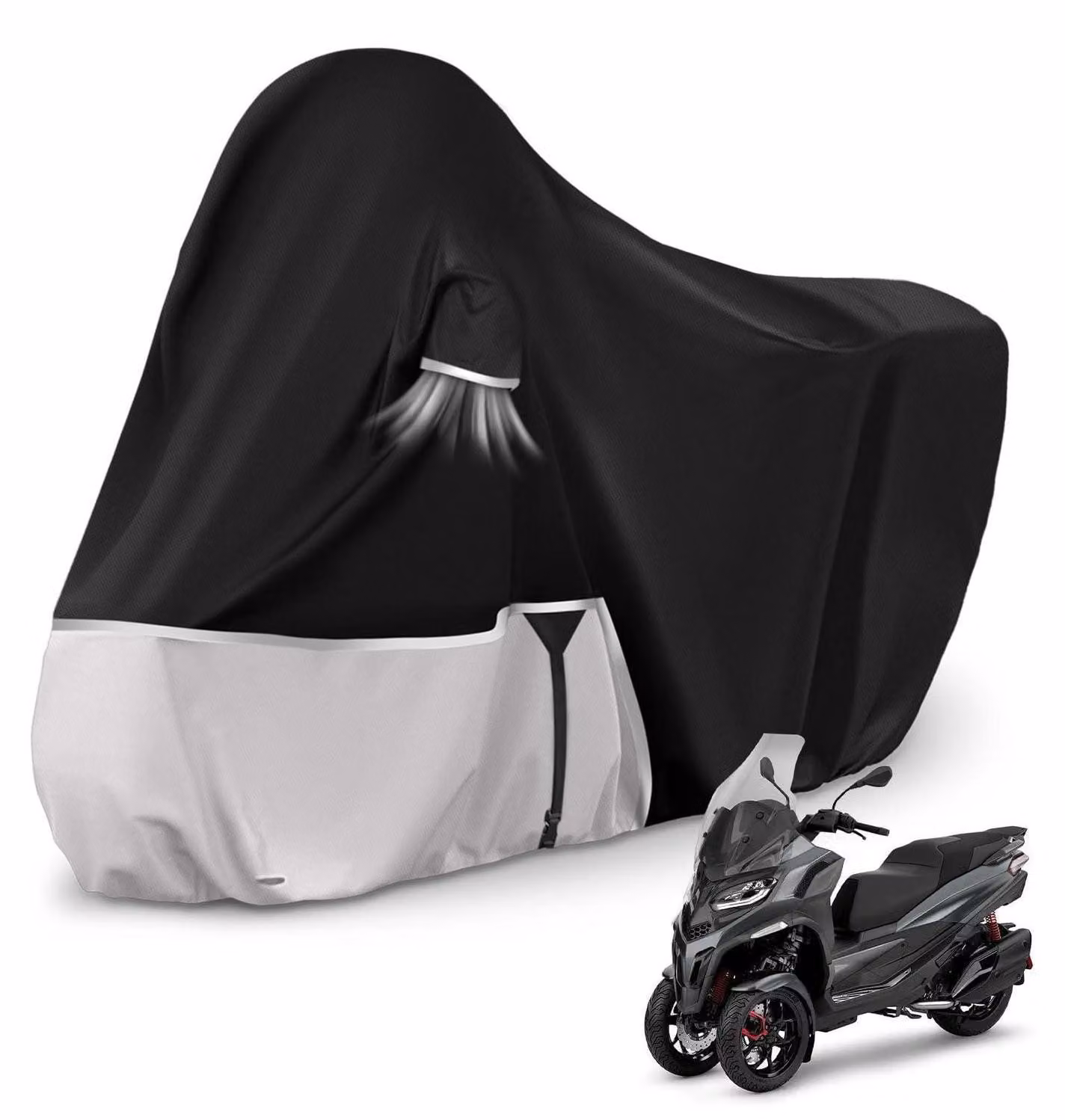 Copertura impermeabile per moto, realizzata in tessuto Oxford 420D, adatta per uso esterno e resistente alle intemperie invernali, compatibile con Piaggio MP3 400/500 (senza bauletto)