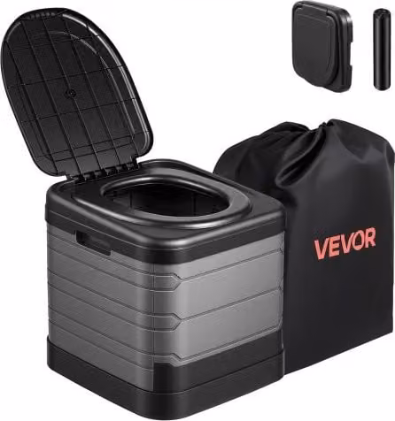 VEVOR Toilette da Campeggio Pieghevole Portatile Nero, WC Mobile per Campeggio e Viaggio con Borsa per Trasporto e Sacchi di Spazzatura, Carico massimo 150 kg