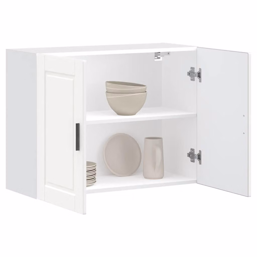 Pensile da cucina moderno vidaXL bianco in legno e MDF con ante a battente e ripiani interni L: 80 cm, H: 60 cm, P: 31 cm