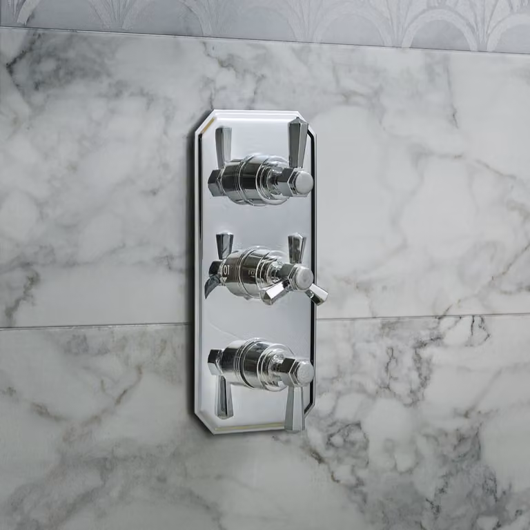 Miscelatore Doccia Termostatico Art Deco (2 vie) - Cromato - Earlham