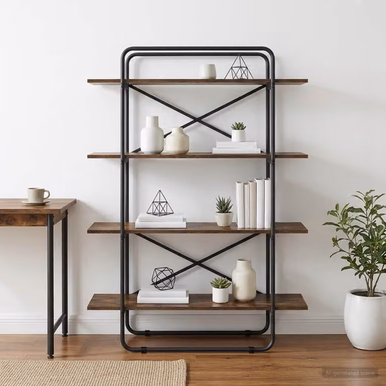 Libreria vidaXL a 4 livelli in stile industriale, colore marrone, L 100 cm x P 35 cm x H 140 cm