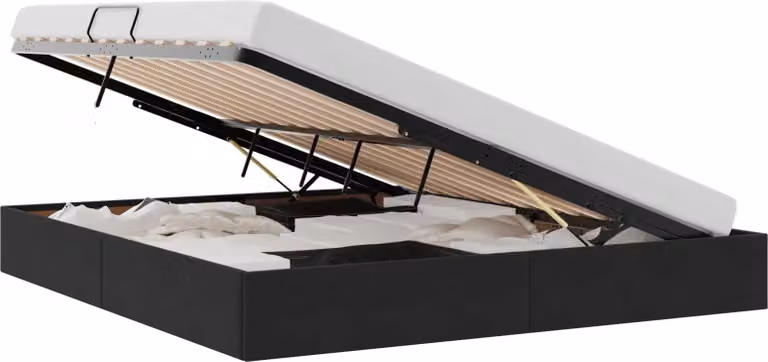 Letto ottomano con archiviazione Nero 180 x 200 cm Velluto