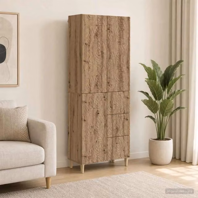 Set di 2 mobili in legno di rovere color marrone con ante a battente e cassetti per soggiorno, ufficio o giardino vidaXL – 1