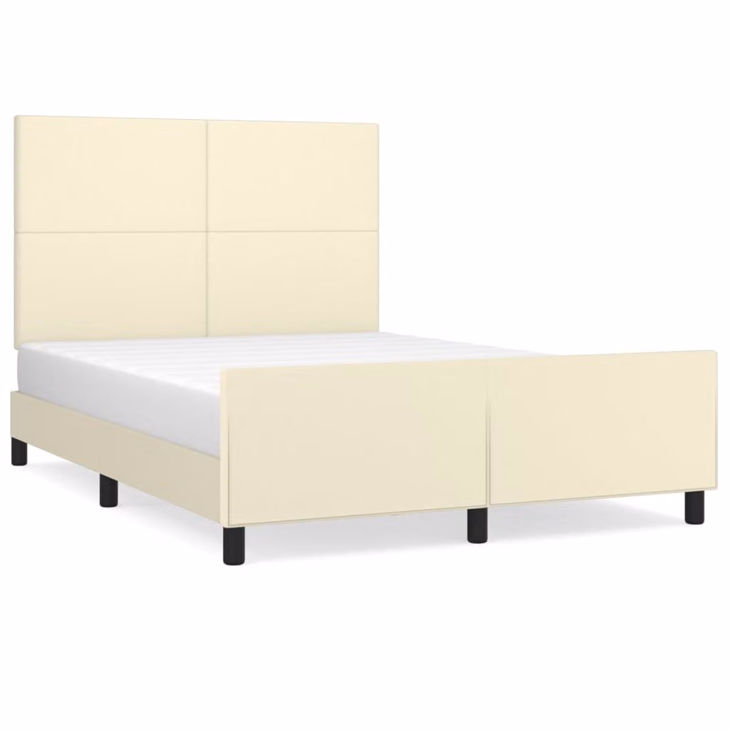 Giroletto con Testiera Crema 140x200 cm in Pelle finta