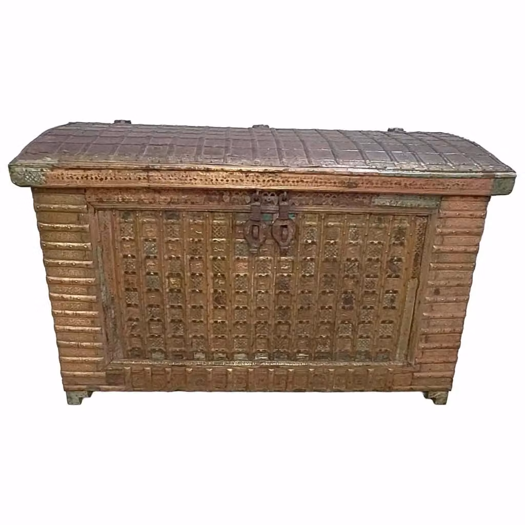 Baule artigianale Wanderlust Deco in legno e metallo marrone L: 166 cm, P: 94 cm, H: 104 cm – 2