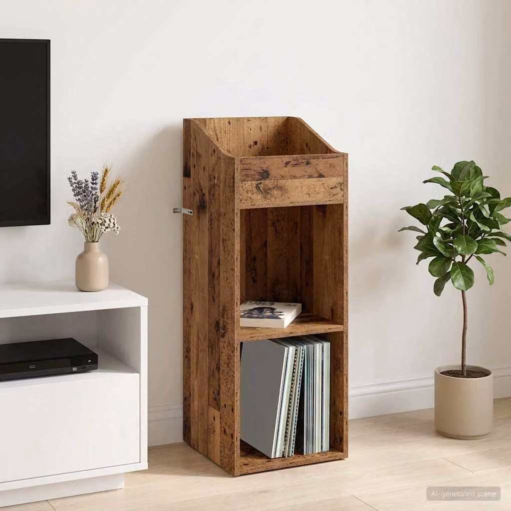 vidaXL Mobile porta vinili in legno color marrone L/P/H: 36 x 36 x 95,5 cm