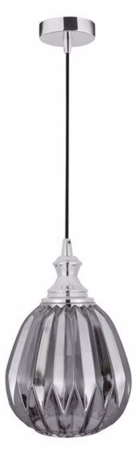 Lampada a sospensione NOVA LUCE ZARLEY, metallo cromato, vetro grigio fumo, E27, 1x12W, 230V, IP20, lampadina non inclusa, 9066101