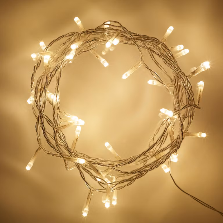 Catena luminosa a LED, 50 luci bianche calde, lunghezza 4 metri, con telecomando