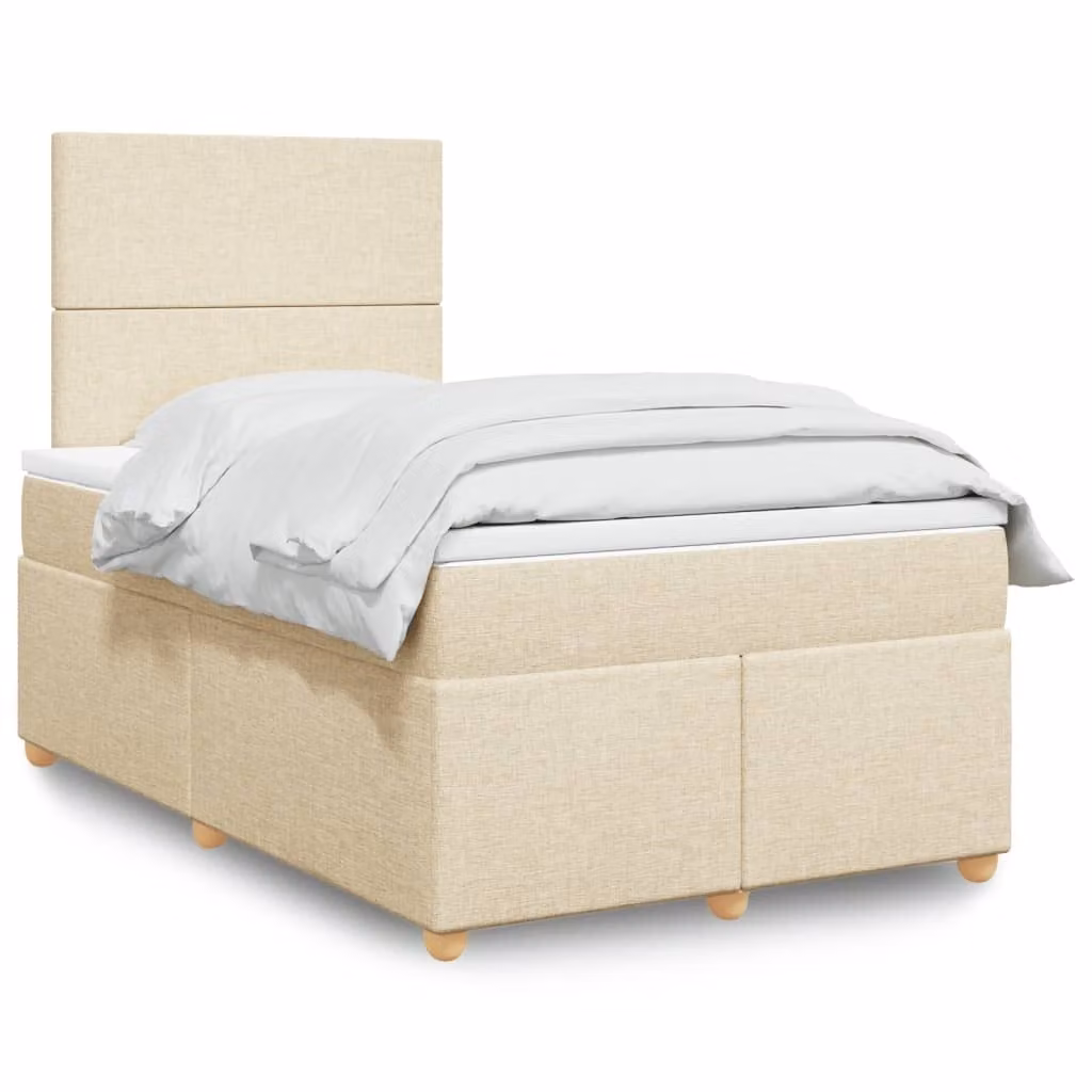 Maison Exclusive - Giroletto a Molle con Materasso Crema 120x200 cm in Tessuto