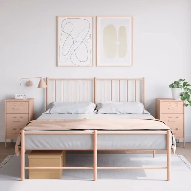 Set di 2 comodini vidaXL in metallo rosa opaco L/P/H: 36 x 39 x 68 cm