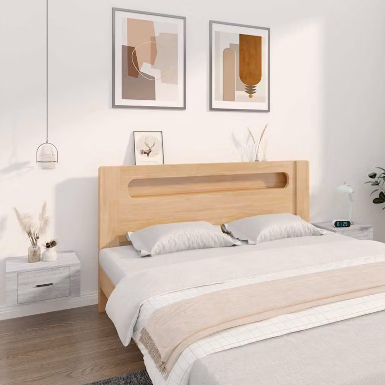 Set di 2 comodini da muro vidaXL in stile moderno, colore grigio Sonoma, L 50 cm x P 36 cm x H 25 cm