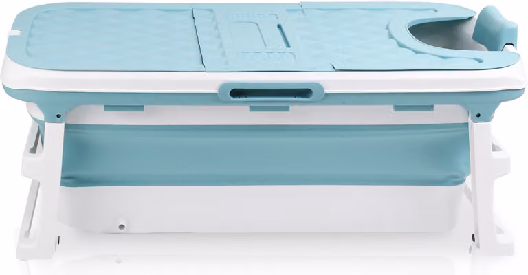 Jopassy Mobile 145cm Vasca da bagno pieghevole per adulti Spa Sauna Vasca da bagno mobile con copertura Blu