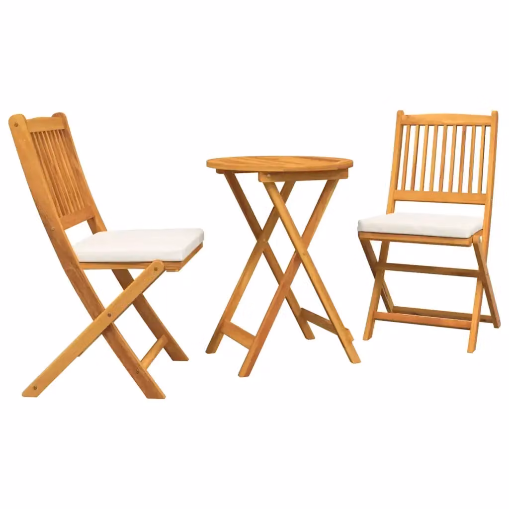 Set Bistro da Giardino vidaXL in Legno di Acacia Massello Marrone 3 Pezzi – 2