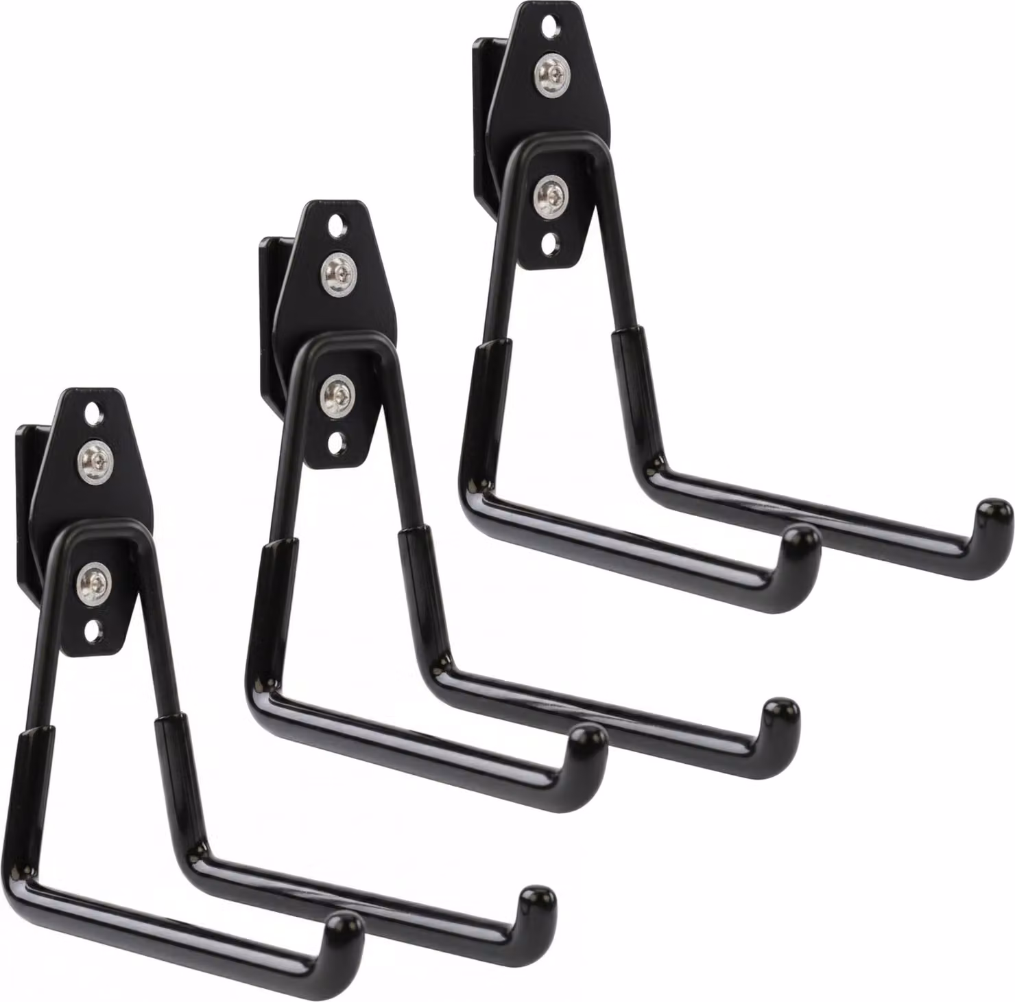 Set di 3 ganci portautensili BOTLE per sistema di valigette Qbrick per utensili elettrici, "dritti" 13 cm, robusti con rivestimento in PVC, per garage, officina, capanno, ganci doppi, portata fino a 30 kg