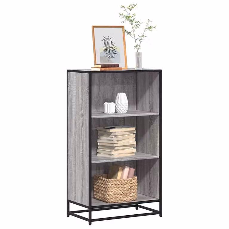 Libreria Industrial vidaXL in Legno e Metallo Grigio L: 60 cm, P: 35 cm, H: 107,5 cm