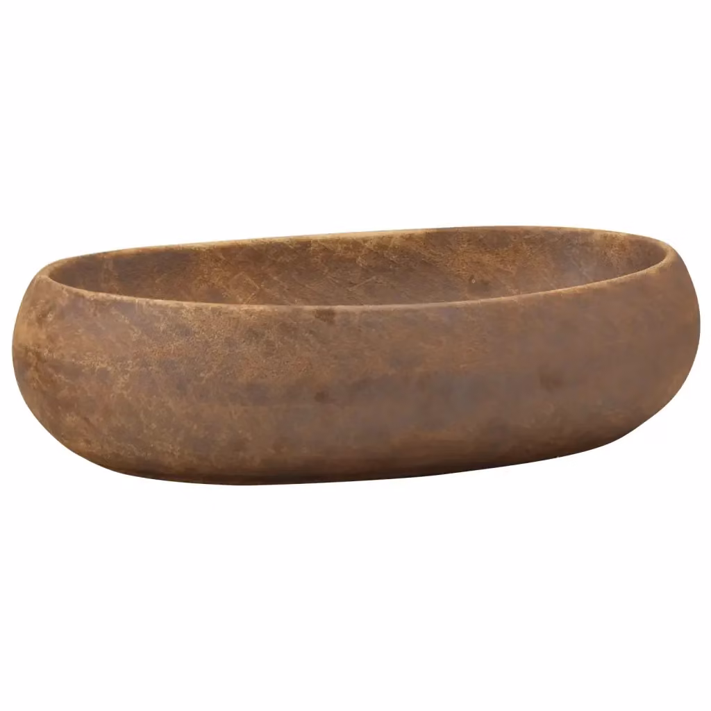 Lavabo da appoggio ovale in ceramica marrone vidaXL L: 59 cm, P: 40 cm, H: 15 cm – 2