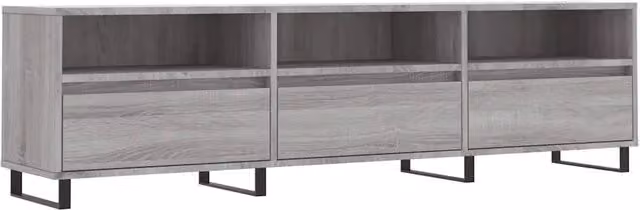 Mobile porta TV moderno in legno e metallo grigio, L 150 x P 30 x H 44,5 cm – 1