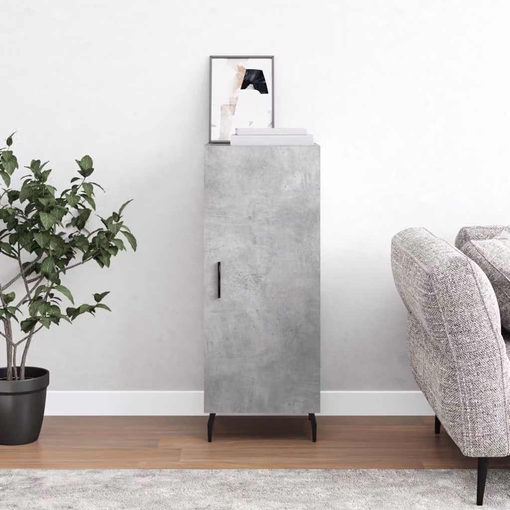 Credenza moderna vidaXL in legno e metallo, Grigio, L 34,5 cm x P 34,5 cm x H 90 cm