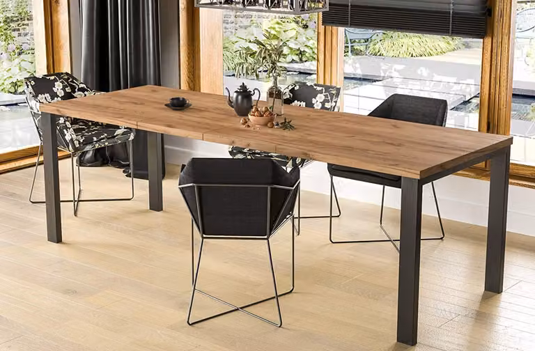 Endo-Moebel Garant tavolo da pranzo 130cm-265cm metallo allungabile tavolo da cucina con struttura in metallo (Craft Gold Oak)