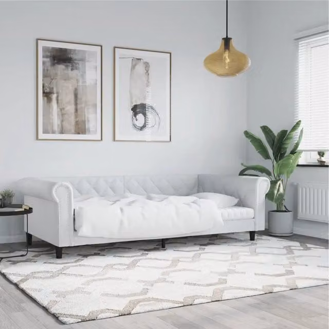 Letto da giorno bianco vidaXL con struttura imbottita per camera da letto o soggiorno L/P/H: 200 x 90 x 68 cm