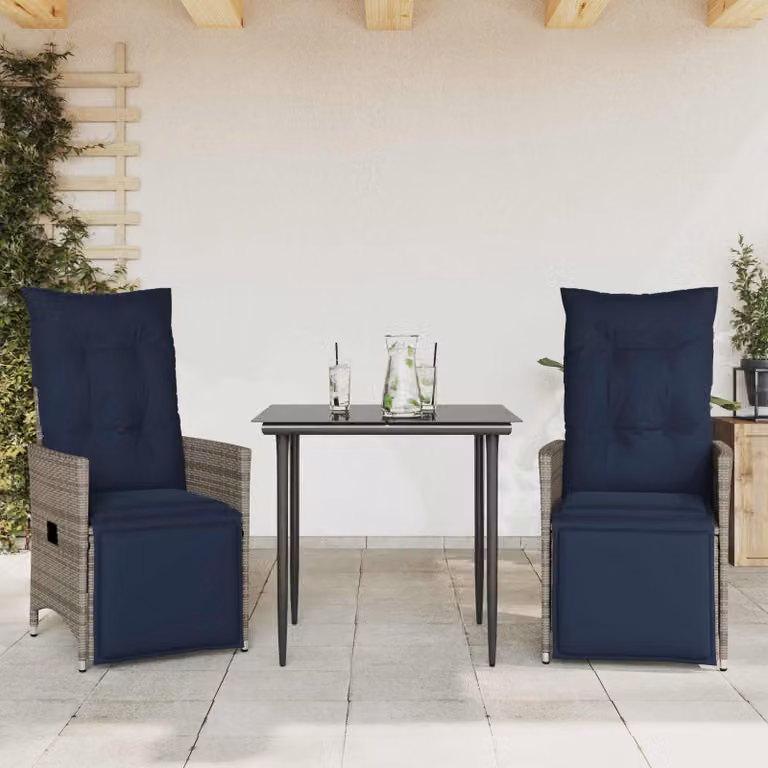 vidaXL Sedie da giardino reclinabili 2 pz con cuscini grigie