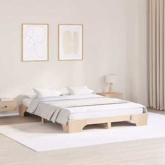 Struttura del letto con giroletto in pino massello naturale e doghe fisse L/P/H: 200 x 140 x 147 cm