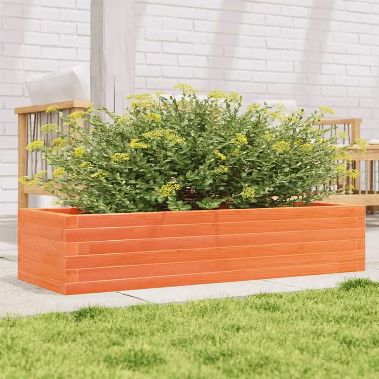Fioriera da giardino vidaXL in legno di pino marrone, ideale per orto o piante ornamentali, L 110 x P 40 x H 23 cm
