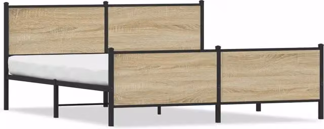 Letto matrimoniale | Letto per adulti | Giroletto senza Materaso in Metallo Rovere Sonoma 193x203 cm