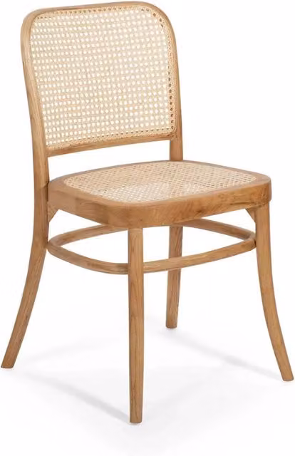 Sedia Hannah Lúzete in legno naturale e rattan color marrone per cucina e sala da pranzo