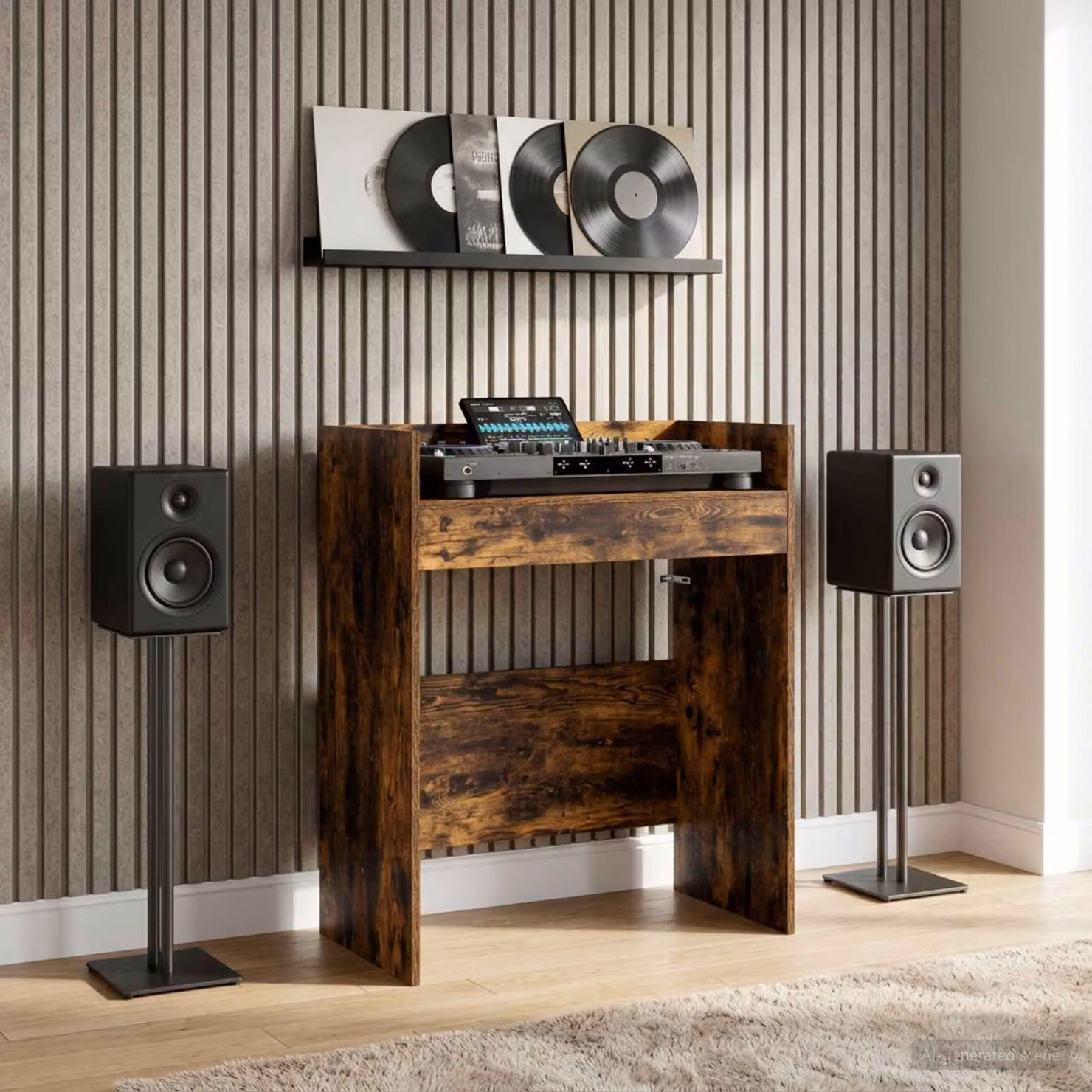vidaXL Tavolo DJ moderno in legno color rovere marrone, L 82 cm x P 45 cm x H 102 cm