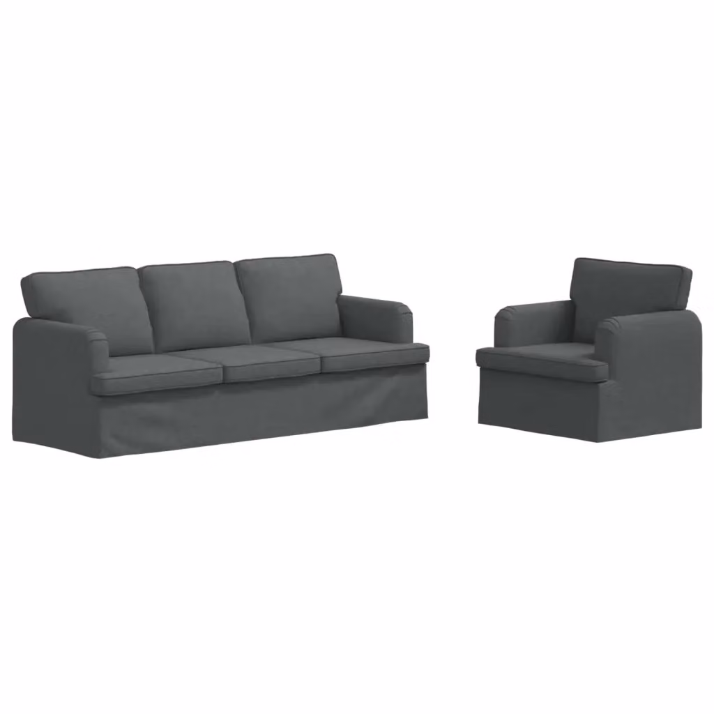 Set di 2 divani moderni vidaXL in tessuto grigio e nero con struttura in metallo e coperture rimovibili – 2