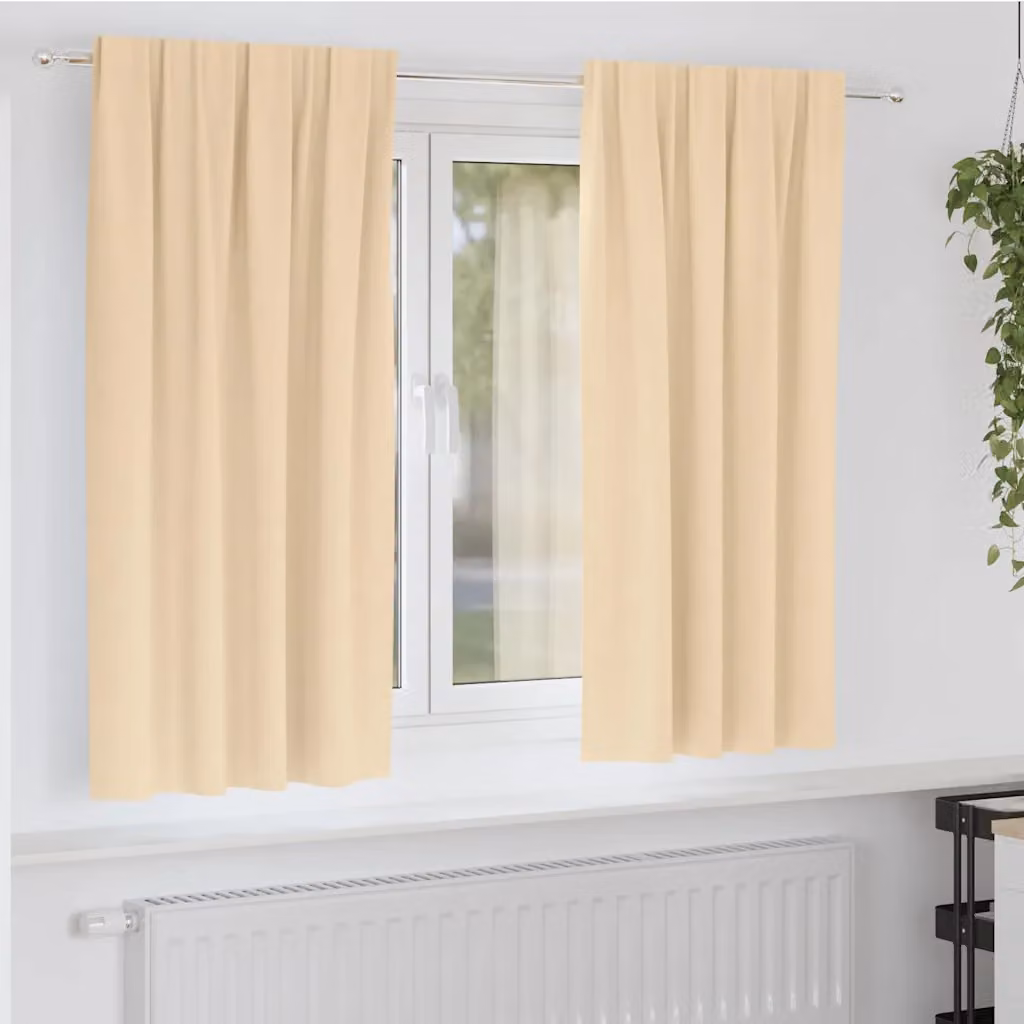 Set di 2 tende blackout vidaXL con anelli in poliestere, colore beige, L: 175 cm x H: 140 cm