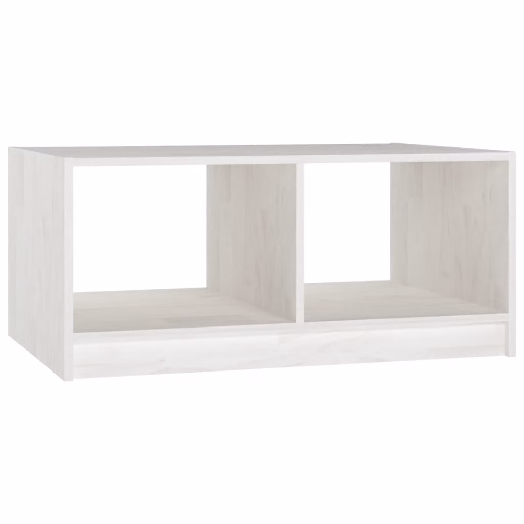 Tavolino da Salotto Bianco 75x50x33,5 cm Legno Massello di Pino