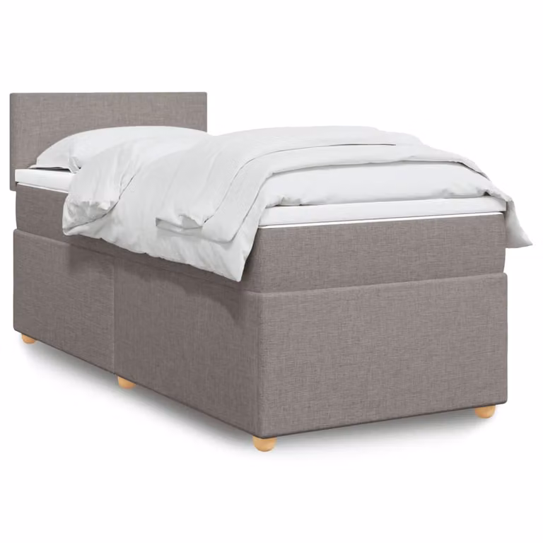 vidaXL Giroletto a Molle con Materasso Ibrido in Tessuto, Tortora, L/P/H: 90 x 190 cm