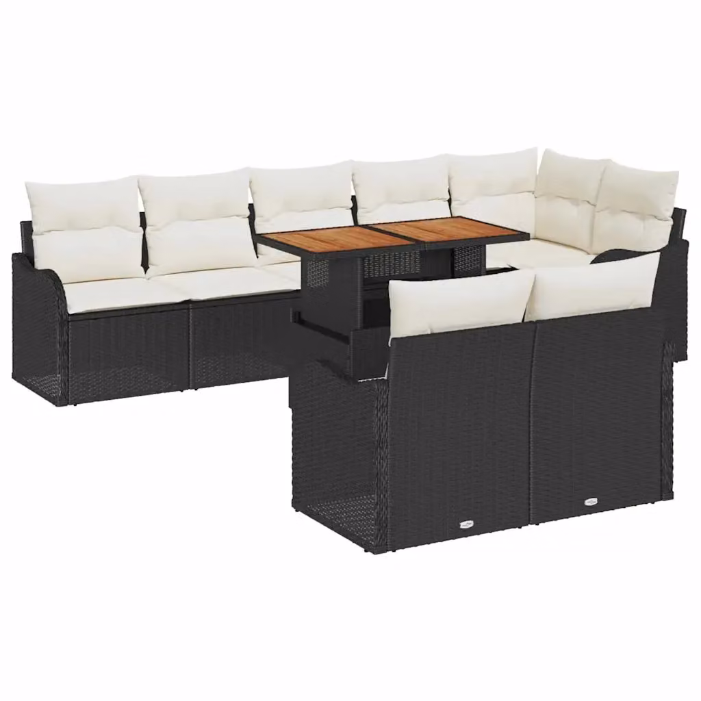 Set Divano da Giardino vidaXL 9 Pezzi in Polyrattan Nero con Cuscini e Contenitore per Archiviazione – 2