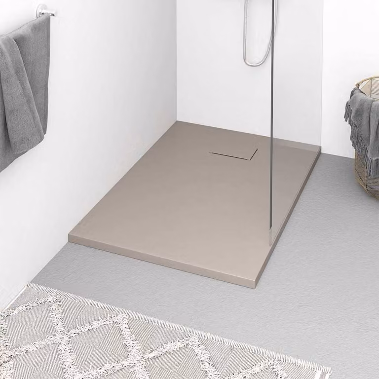 Piatto doccia rettangolare vidaXL in mineral cast marrone antiscivolo L: 100 cm, P: 70 cm