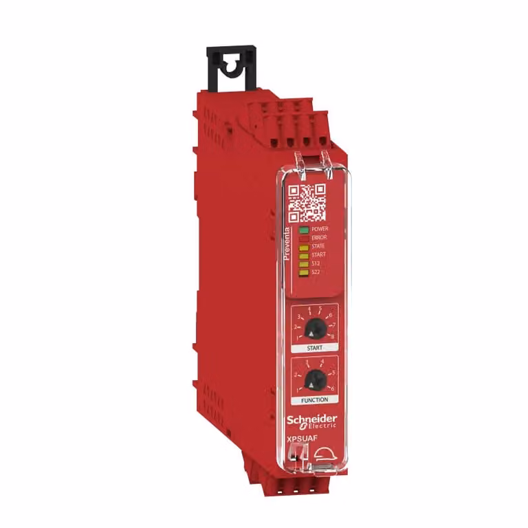 Relè di sicurezza Schneider Electric, Harmony XPSU, 6 funzioni, 1 circuito, PLe/Cat4/SIL3, 3S, diagnostica, 24 V CA/CC, a molla XPSUAF13AC