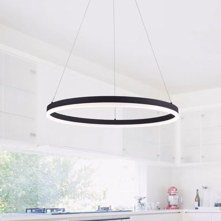 Paul Neuhaus Lampada a sospensione Titus, dimmerabile, Nero, Soggiorno / Sala da pranzo, Alluminio, Moderno, Lampada a sospensione