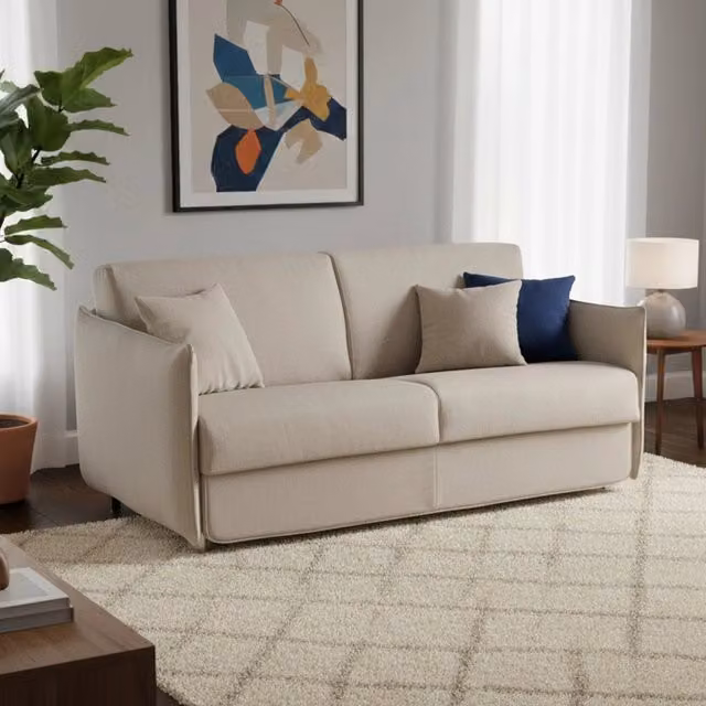 Divano Letto Cecina DMORA da 3 Posti Sfoderabile Beige Made in Italy L: 200 cm, P: 95 cm – 1