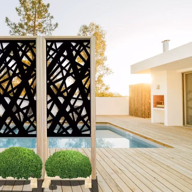 Separè Paravento Modulabile DIAGONAL LARGE Signorbit in Legno e PVC Nero L: 70 cm, H: 190 cm, P: 50 cm – 1