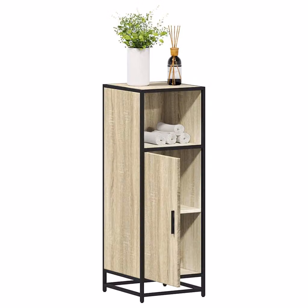 Mobiletto da bagno vidaXL in stile industriale, Rovere, L/P/H: 35 x 37,5 x 100 cm