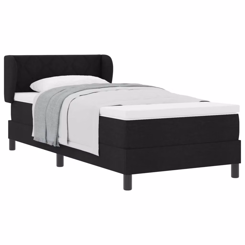 Letto a molle con testiera vidaXL in tessuto nero L 90 cm x P 200 cm – 2