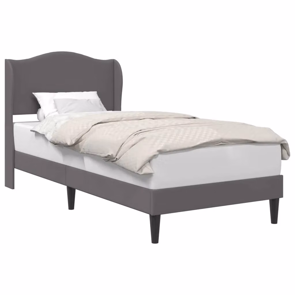 Struttura letto con testiera e giroletto in similpelle grigio e nero L/P/H: 202 x 101 x 104 cm (100 x 200 cm) – 2