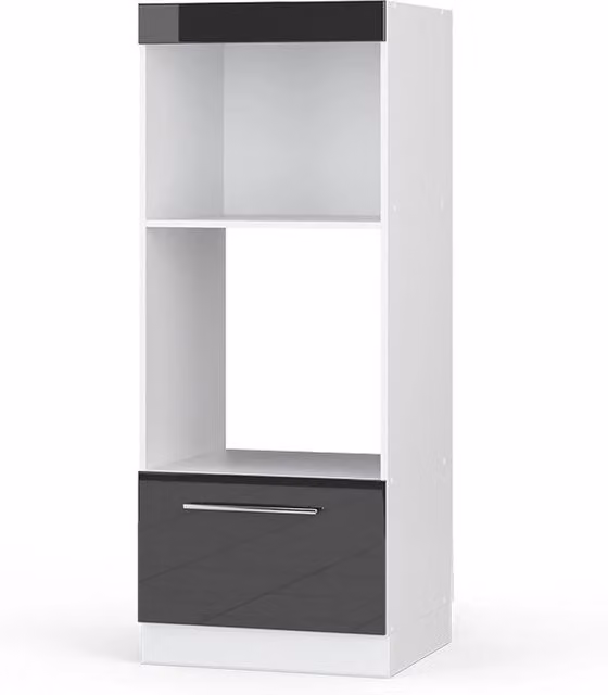 Mobile cucina microonde Fame-Line Antracite lucido/Bianco 60 cm aperto Vicco