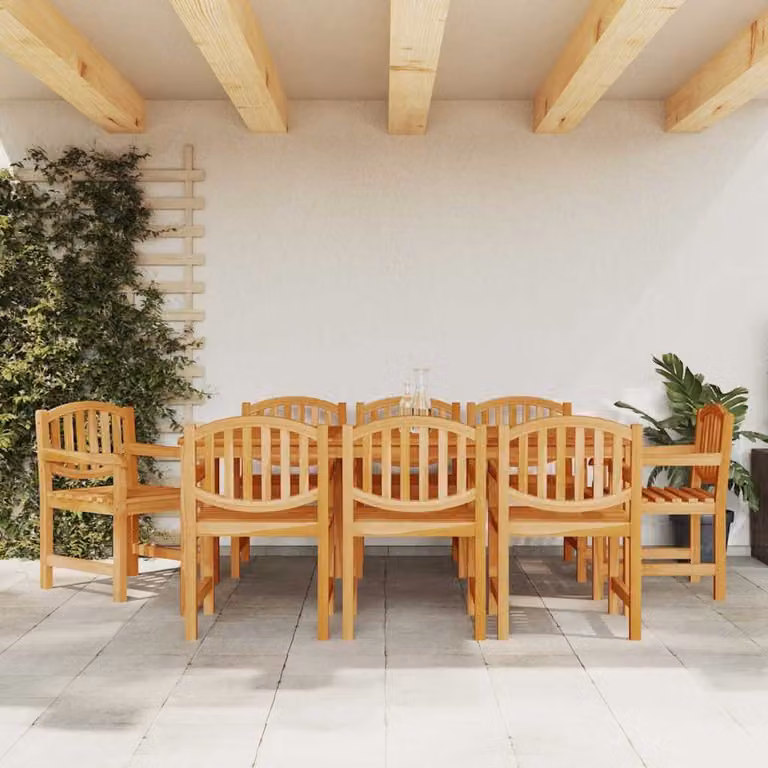 Set di 8 sedie da giardino vidaXL in legno massello di teak marrone con braccioli L/P/H: 58 x 59 x 88 cm