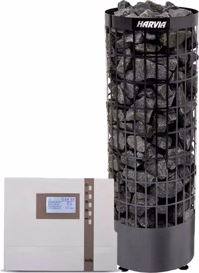 Set stufe per sauna Harvia Cilindro PC90E-nero 9 kW con EOS ECON D4