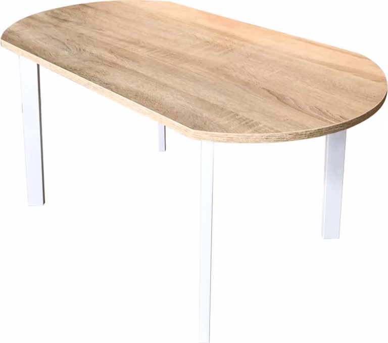 Tavolino da salotto - metallo e legno - 90 x 50 cm - bianco e marrone chiaro