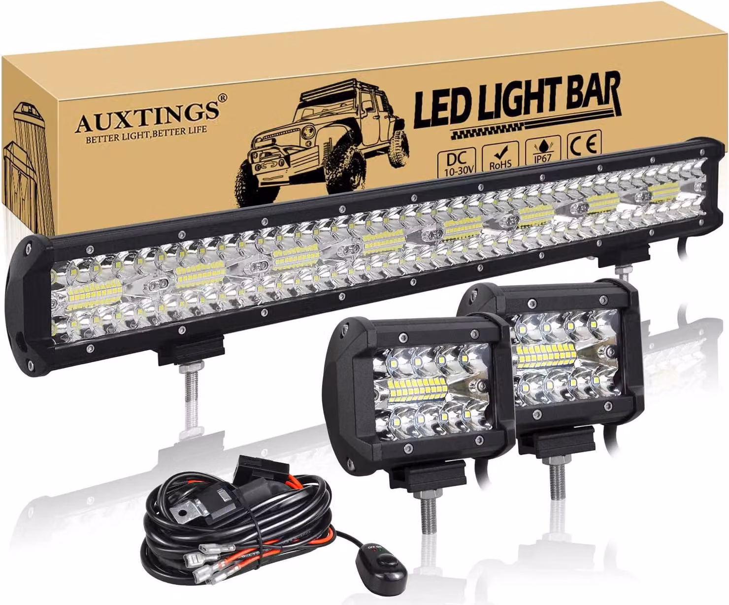 Striscia luminosa a LED, a fascio combinato, design impermeabile, filo da 23 pollici e 480W