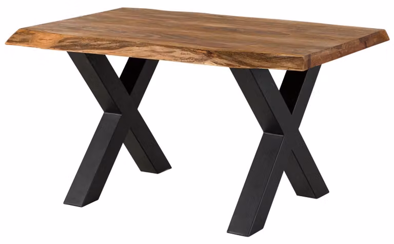 MASSIVMOEBEL24 | FREEFORM 5 tavolo da pranzo in legno di sheesham - verniciato natur / gambe in ferro X antracite matt 140x90
